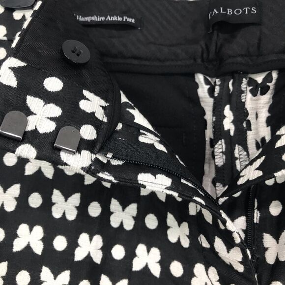 Talbots Hampshire Ankle Pant in Black with White Butterflies NEW - Picture 12 of 16